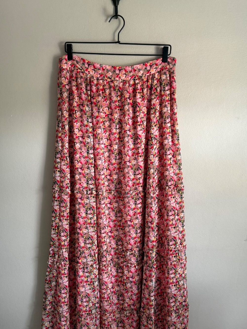 Boden Ruffle Crinkle Floral Maxi Skirt Pink Size 10 R0291 - Picture 5 of 7